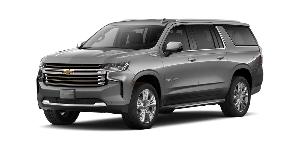 Chevrolet Suburban 2023 con faros LED en color gris tiburon