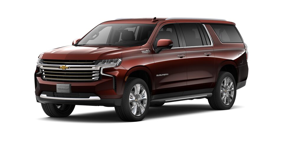 Chevrolet Suburban 2023 con faros LED en color marrón metálico