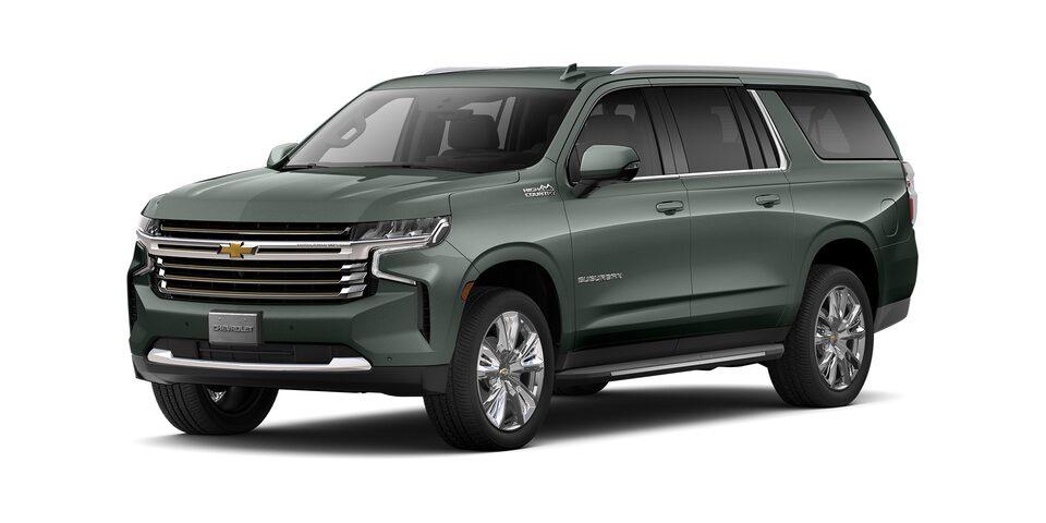 Chevrolet Suburban 2023 con faros LED en color olivo metálico