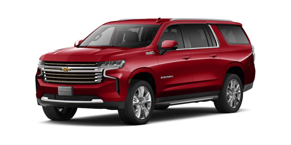 Chevrolet Suburban 2023 con faros LED en color rojo radiante