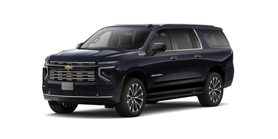 Nueva Chevrolet Suburban 2025 en color gris asfalto metálico con faros LED y Pantalla táctil de 17.7 pulgadas