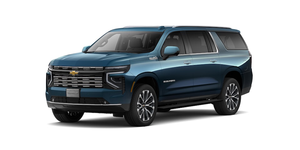 Nueva Chevrolet Suburban 2025 en color nebula metálico con faros y calaveras Full LED y clúster de información de 11 pulgadas