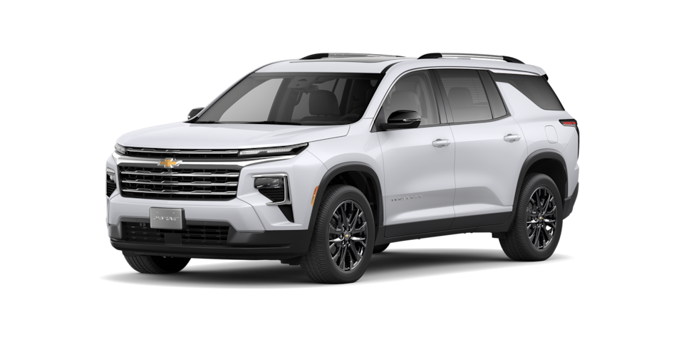 Elige tu nueva Chevrolet Traverse 2025 en color blanco, camioneta familiar para 7 pasajeros