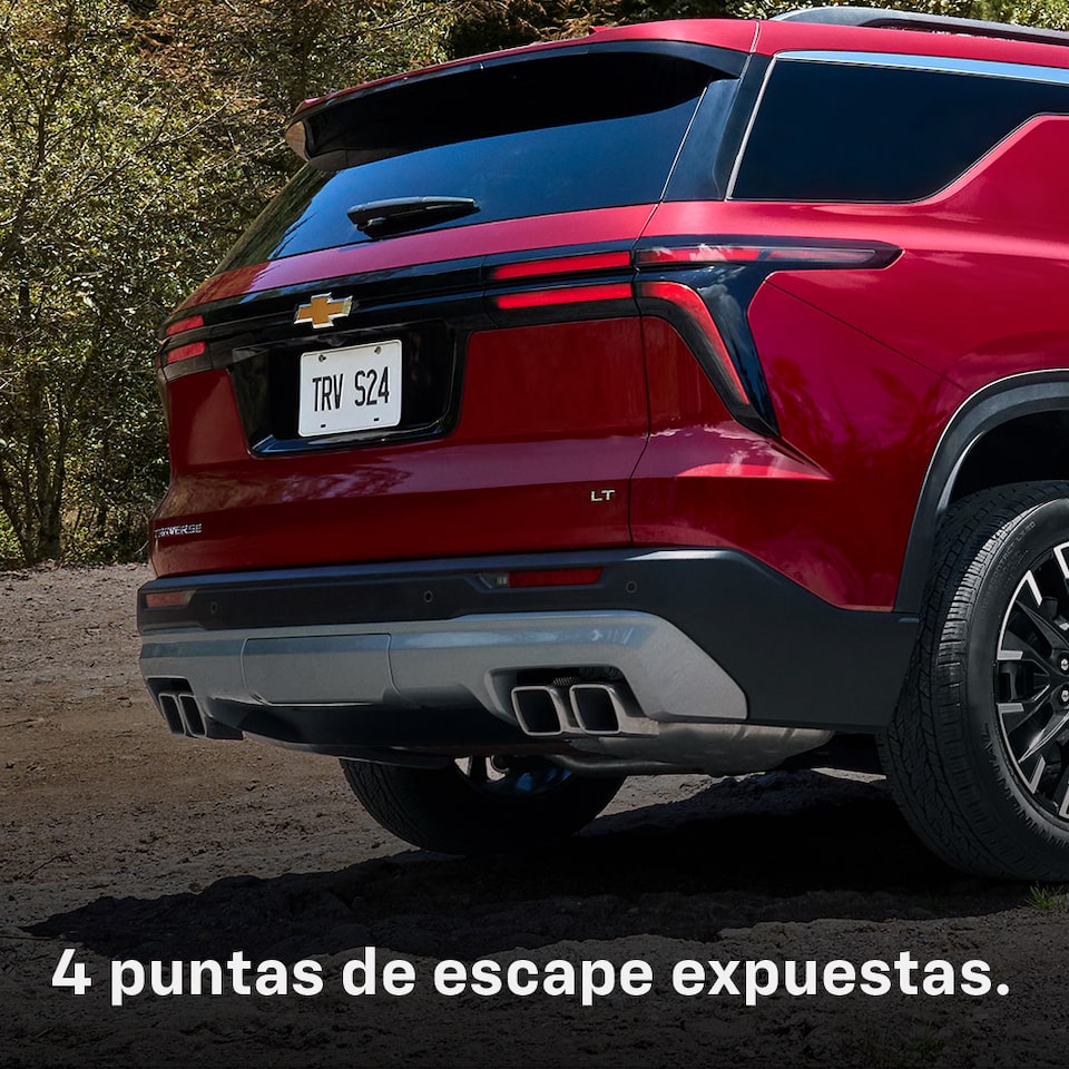 Nueva Chevrolet Traverse 2024, camioneta familiar para 7 u 8 pasajeros con 4 puntas de escape expuestas