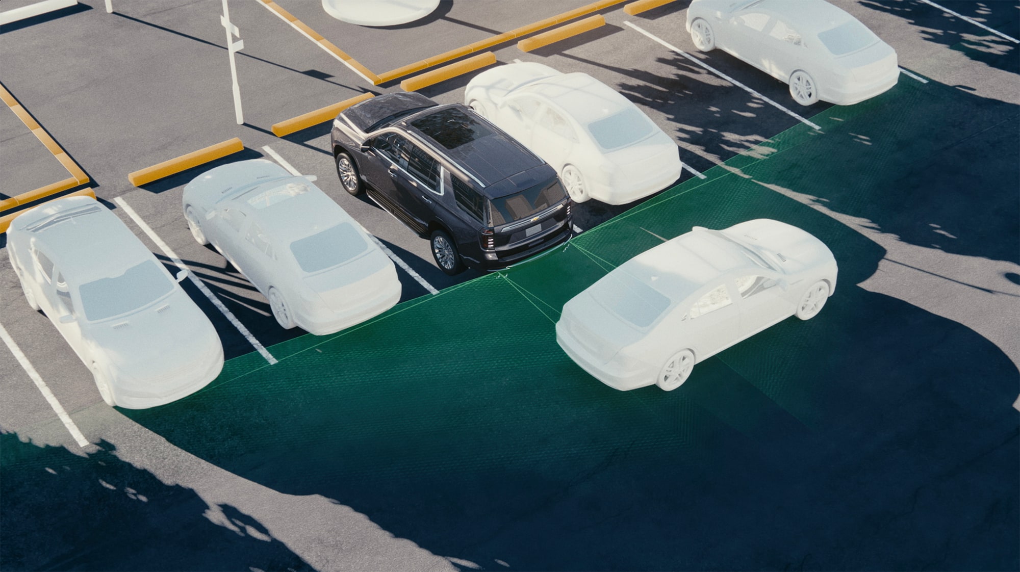 Imagen de alerta de cruce trasero, de Chevrolet Tahoe 2026