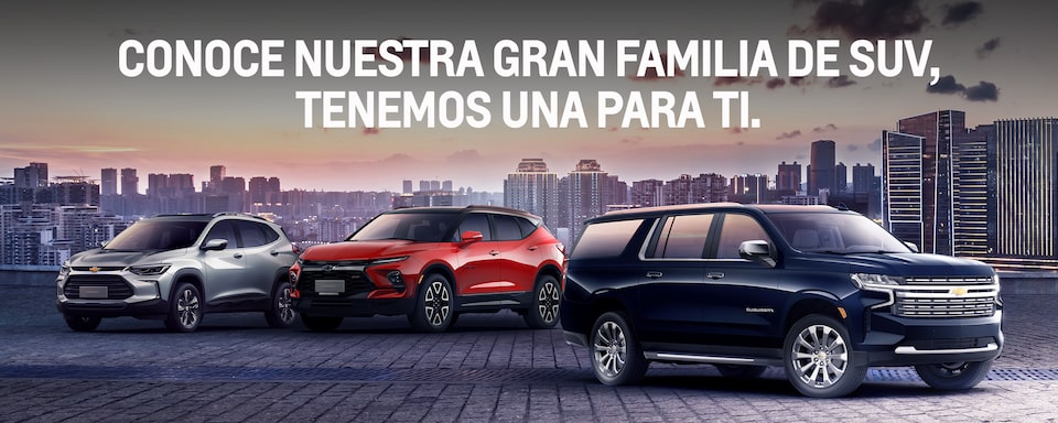 Familia SUVs Chevrolet, camionetas imponentes con características innovadoras y poderosos motores para dominar cualquier camino.
