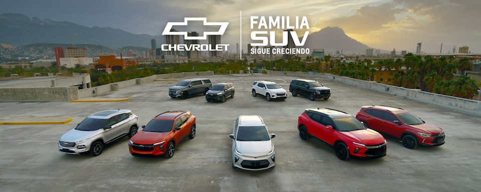 Familia SUVs Chevrolet, camionetas imponentes con características innovadoras y poderosos motores para dominar cualquier camino.