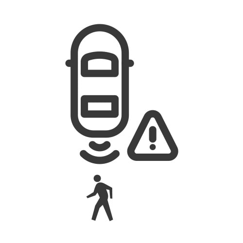 Ícono de seguridad detección trasera de peatones Chevrolet Equinox EV 2025 SUV eléctrica deportiva