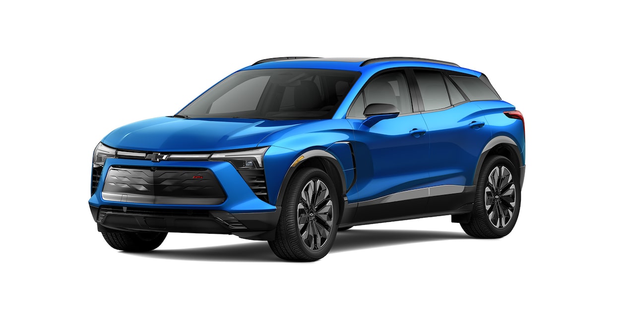Nueva Chevrolet Blazer EV 2025, Camioneta SUV eléctrica en color azul tormenta