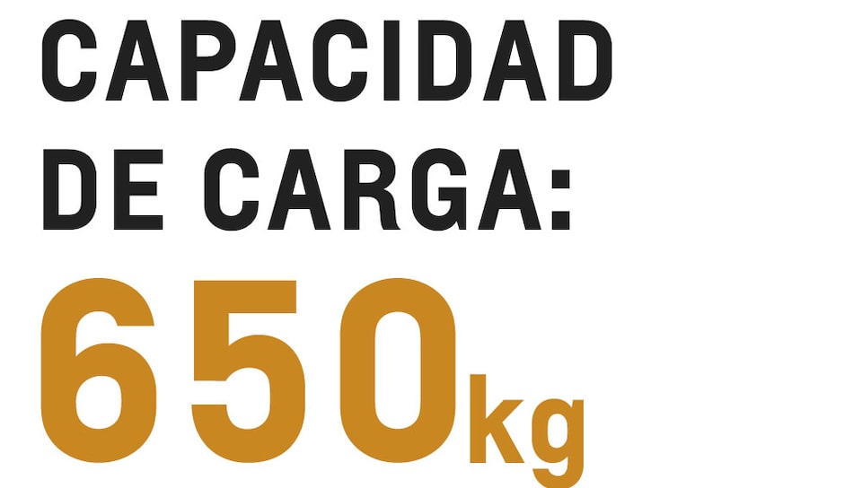 Capacidad de carga de 650 kilogramos