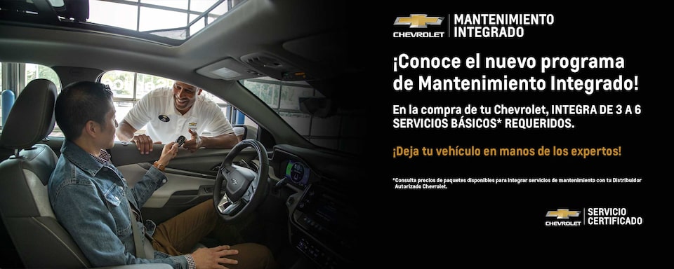 Estrena tu próximo vehículo Chevrolet e integra de 3 a 6 servicios básicos requeridos con el nuevo programa de Mantenimiento Integrado