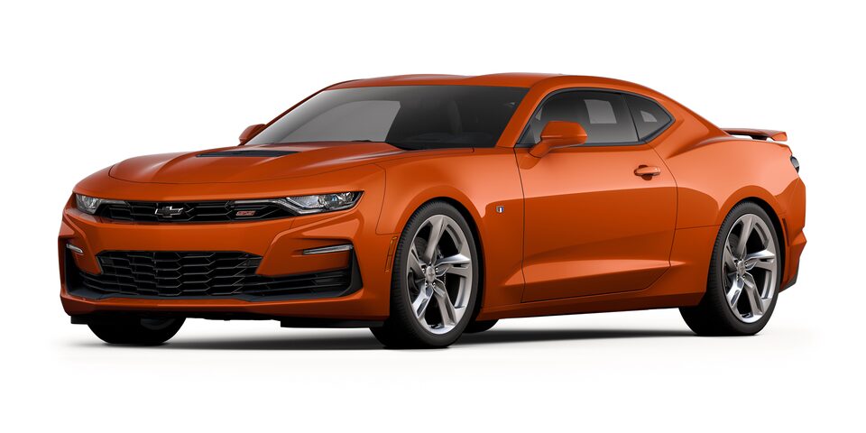 Chevrolet Camaro Coupé 2023, auto deportivo en color Orange Vivid MetallicChevrolet Camaro Coupé 2023, auto deportivo en color Orange Vivid Metallic