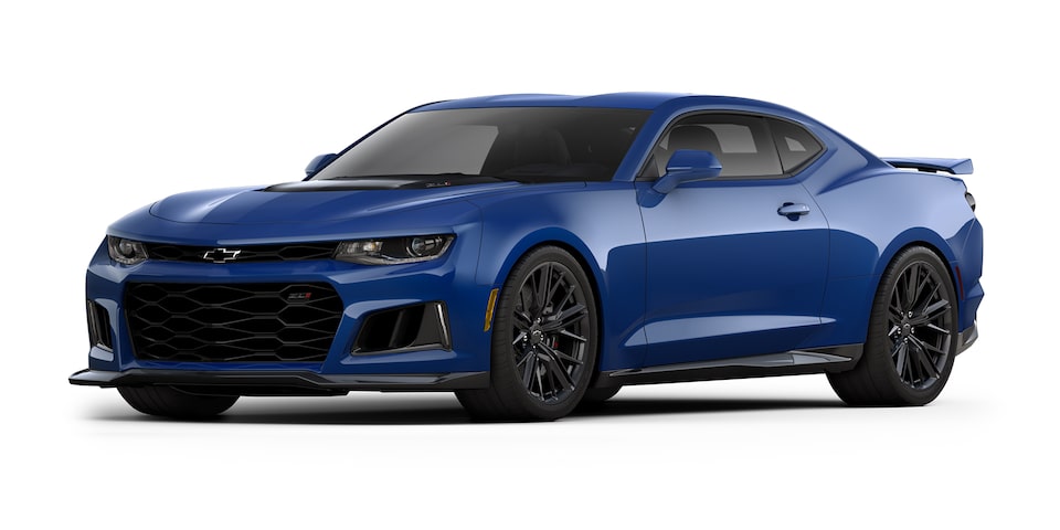 Chevrolet Camaro ZL1 2023, auto convertible en color Riverside Blue Metallic