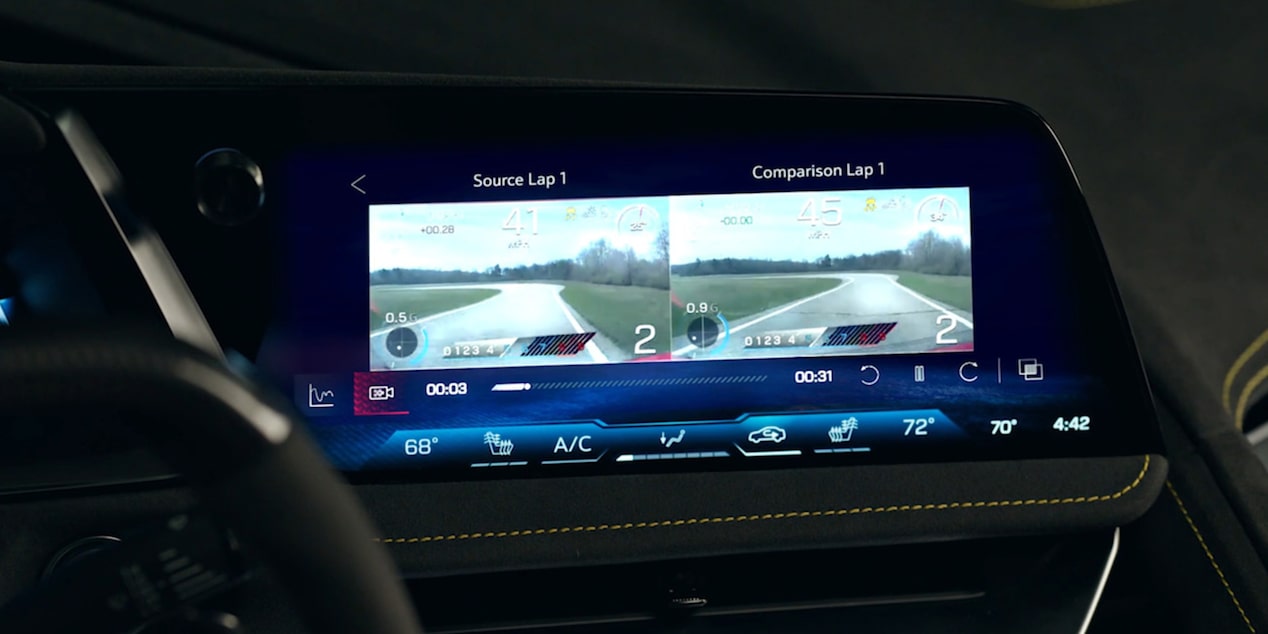 Performance Data Recorder del Corvette ZR1X mostrando datos en pantalla