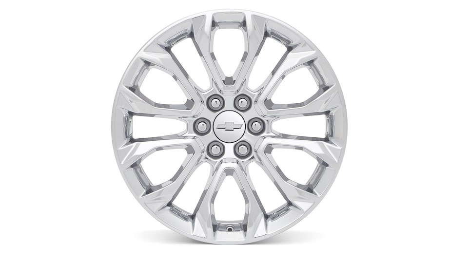 Rin en aluminio de 22 pulgadas cromado de 6 brazos diseño 1 para tu camioneta Chevrolet Silverado Turbo 2025