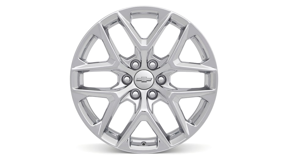 Rin en aluminio de 22 pulgadas cromado de 6 brazos diseño 2 para tu camioneta Chevrolet Silverado Turbo 2025