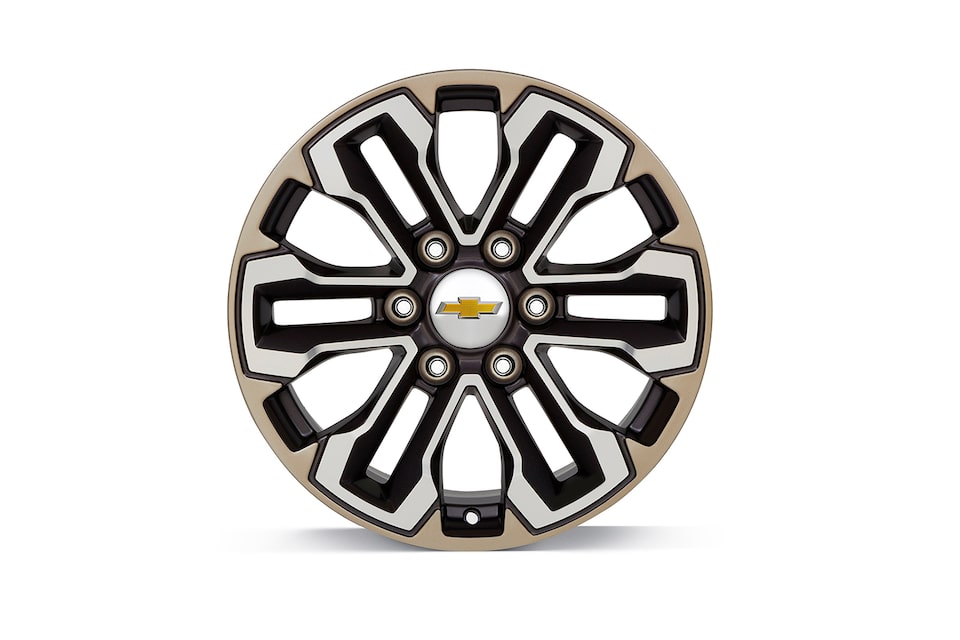 Rin de aluminio de 18 pulgadas color grafito satinado con detalles en color oro para Chevrolet Cheyenne ZR2 BISON 2025, camioneta pickup