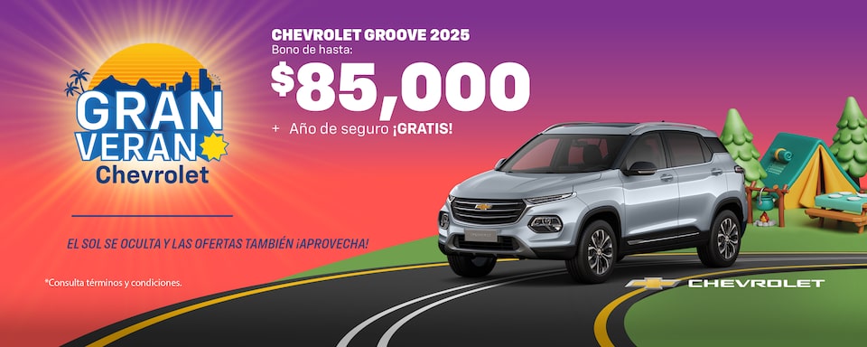 ¡El sol se oculta y las ofertas también pero con tu Chevrolet Groove aprovecha nuestros bonos especiales, sin comisión por apertura y con hasta 1 año de seguro gratis!