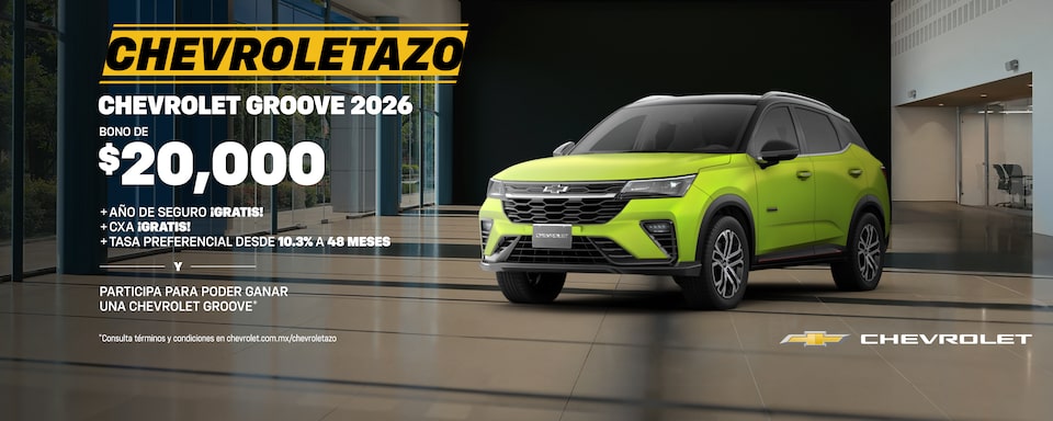 ¡Estrena con Chevroletazo hoy una Chevrolet Groove 2026!  aprovecha los bonos especiales, sin comisión por apertura y con hasta 1 año de seguro ¡gratis!