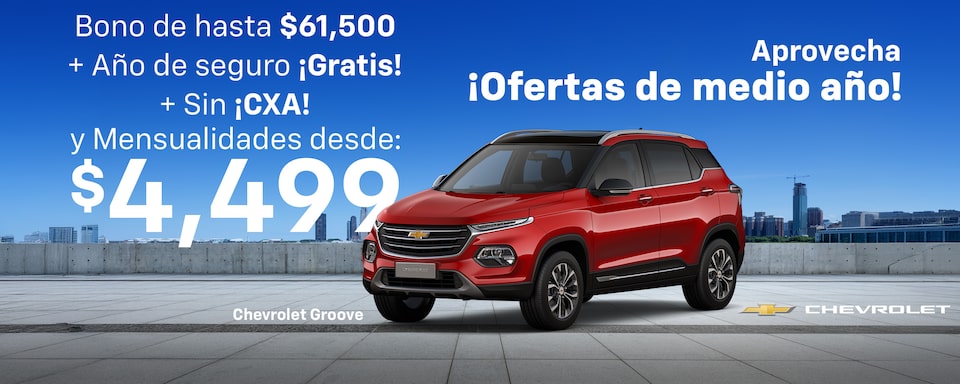 Aprovecha ¡Ofertas de medio Año con tu auto Chevrolet Groove! Con bonos especiales, sin comisión por apertura y hasta 1 año de seguro gratis.