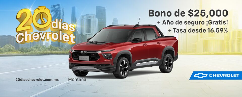 Estrena una Montana 2025 con 20 días Chevrolet con bonos especiales, seguro y costo por apertura gratis.