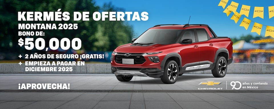 ¡Kermés de ofertas y con tu nueva Chevrolet Montana aprovecha de nuestros bonos especiales y con hasta 2 años de seguro gratis!