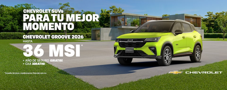 Chevrolet SUVs para tu mejor momento la nueva Chevrolet Groove 2026. Aprovecha bonos especiales, sin comisión por apertura y hasta 1 año de Seguro ¡gratis!