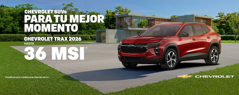 Chevrolet SUVs para tu mejor momento la nueva Chevrolet Trax 2026. Aprovecha bonos especiales, sin comisión por apertura y hasta 1 año de Seguro ¡gratis!