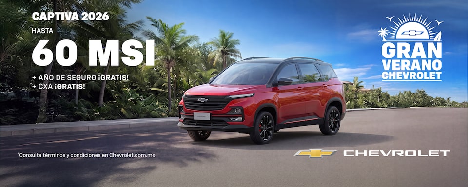 ¡El Gran Verano te está esperando con una Chevrolet Captiva 2026! Aprovecha bonos especiales, sin comisión por apertura y hasta un año de seguro gratis.