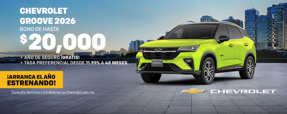 ¡Arranca el año estrenando una Chevrolet Groove 2026! aprovecha los bonos especiales, sin comisión por apertura y con hasta 1 año de seguro ¡gratis!