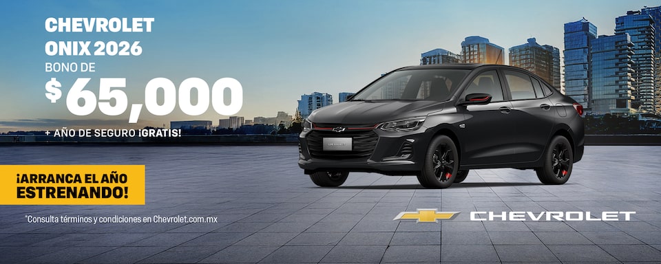 ¡Arranca el año estrenando un Chevrolet Onix 2026! aprovecha los bonos especiales, sin comisión por apertura y con hasta 1 año de seguro ¡gratis!