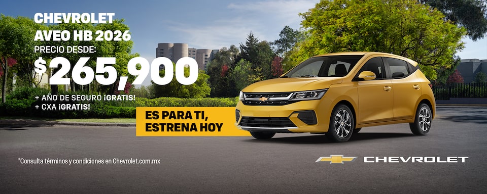 Es para ti, estrena hoy un Chevrolet Aveo HB. Aprovecha los bonos especiales, sin comisión por apertura y con hasta 1 año de seguro ¡gratis!