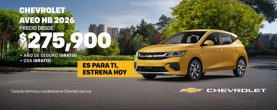Es para ti, estrena hoy un Chevrolet Aveo HB. Aprovecha los bonos especiales, sin comisión por apertura y con hasta 1 año de seguro ¡gratis!