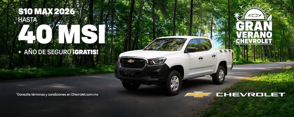 ¡El Gran Verano te está esperando con una Chevrolet S10 MAX 2026! Aprovecha bonos especiales, sin comisión por apertura y hasta un año de seguro gratis.