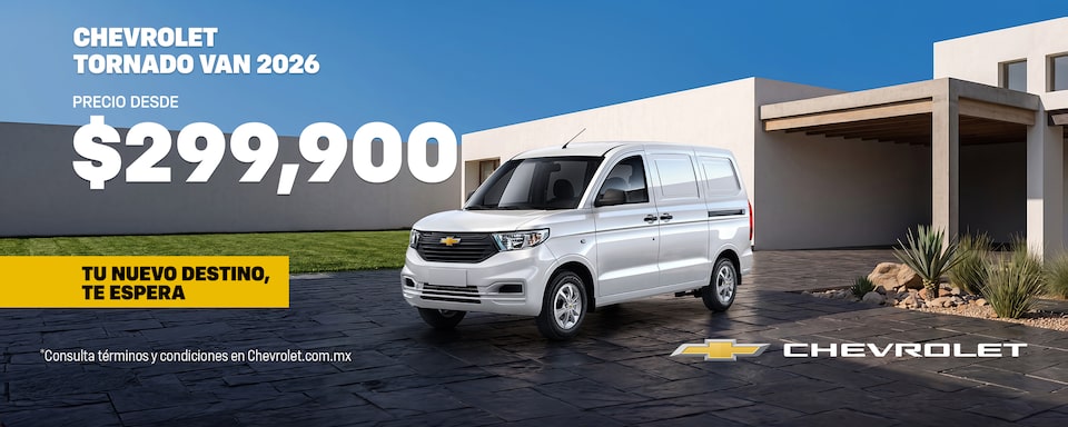 ¡Tu nuevo destino te espera con la Chevrolet Tornado Van 2026! Aprovecha bonos especiales, sin comisión por apertura y hasta un año de seguro gratis.