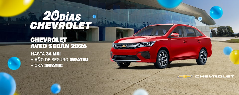 Llegó 20 días con tú Chevrolet Aveo Sedán 2026 | Aprovecha los bonos especiales, sin comisión por apertura y con hasta 1 año de seguro ¡gratis!