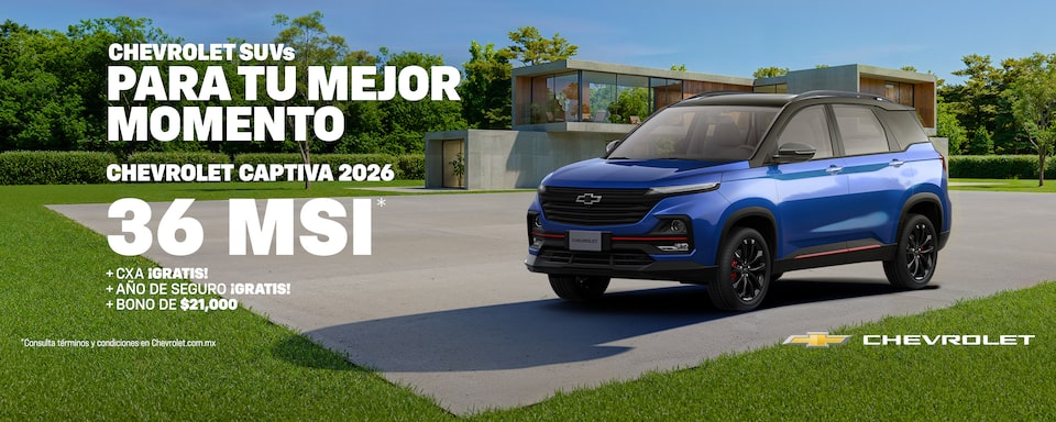 ¡Celebra mayo estrenando tu nueva Chevrolet Captiva 2026! Aprovecha bonos especiales, sin comisión por apertura y hasta 1 año de Seguro ¡gratis!