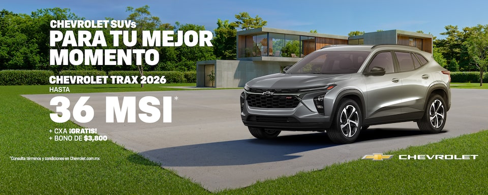 ¡Celebra mayo estrenando tu nueva Chevrolet Trax 2026! Aprovecha bonos especiales, sin comisión por apertura y hasta 1 año de Seguro ¡gratis!