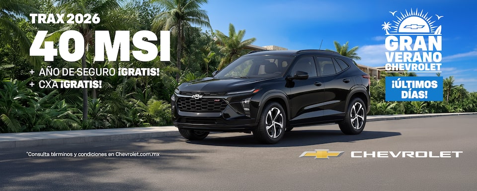 ¡El Gran Verano te está esperando con una Chevrolet Trax 2026! Aprovecha bonos especiales, sin comisión por apertura y hasta un año de seguro gratis.