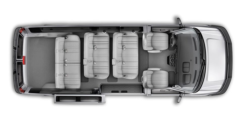 Camioneta Chevrolet Express Van 2023, con asientos para 12 pasajeros