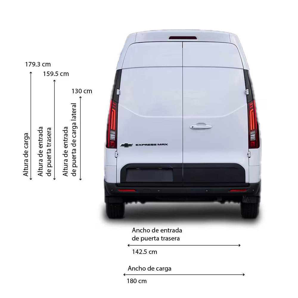 Medidas traseras, Chevrolet Express Max 